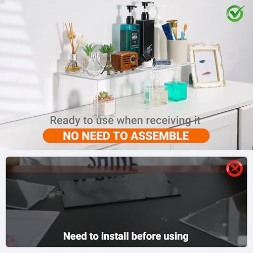 Acrylic Cabinet Organizer, Shelf Organizer, Set of 2 Spice Organization for Cabinet, Spice Rack, Stackable Kitchen Countertop Organizer | Cupboard, Pantry Shelves, and Storage Space Saver - size: 2 PCS