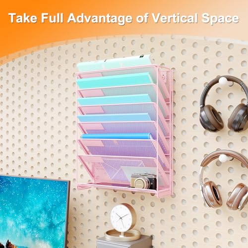 Kuntine.B Wall File Organizer (Pink, 7 Tier 2 Pack) - color: Pink, size: 7 Tier 2 Pack