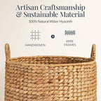 Best Choice Products 2-Piece Round Nesting Baskets W/Handles, Handwoven Water Hyacinth, Plant Holder, Laundry Basket, Storage Organizer, Tote Bins for Bedroom, Living Room, & Laundry Room - Natural