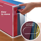 DINGHUO Legal Size File Organizer, Acrylic Protable Hanging File Organizer with Handles, Clear Storage File Folder Holder Filing Box Crate for Desk, School, Office Supplies - 1 Pack - size: Legal