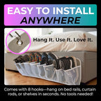 Jestik RV Shoe Storage for Bedside - 16 Large Pocket Bed Hanging Shoe Organizer Bag with Hooks, Wall Mounted Shoes Rack, Foldable Mesh Pockets, Bedside Caddy for Shoes, RV & Camper Essentials (2 Pack)