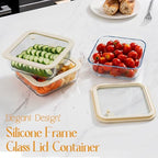 Urban Green Glass Food Container Set with Glass Lid, 3 Pack, Food Storage Containers Set, Airtight, LeakProof, 100% Plastic Free, Meal Prep Containers (White Color) - color: White Sand-SQ-3p