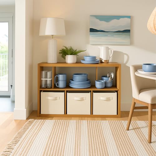 PowerKing Collapsible Storage Cubes with Handles, Fabric Foldable Bins for Closet Shelves, Durable Organization Storage Bins, 10.5'' x 11'' x 10.5'', 6 Pack, Cream - color: Cream, size: 6Pack