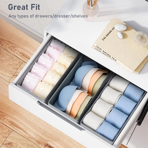 DIMJ Drawer Organizer Clothes - Underwear Organizer Small Sock Organizer Closet Organizers and Storage Box Dresser Drawer Dividers for Baby Clothes,Bra,Socks, Belt, Tie, Set of 9,Grey - color: Grey, size: Set of 9