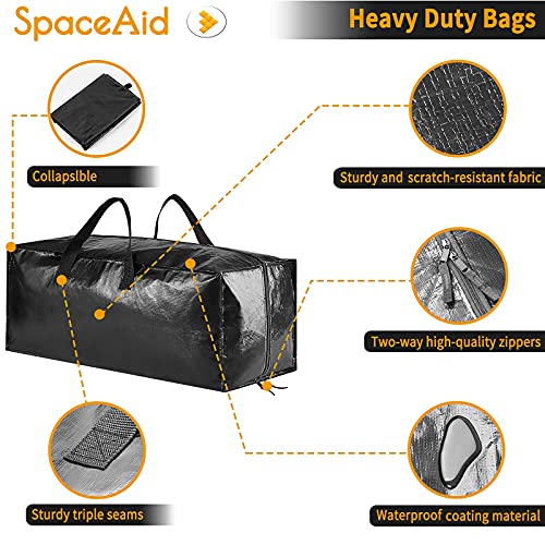 SpaceAid Heavy Duty Moving Bags, Extra Large Storage Totes W/Backpack Straps Strong Handles & Zippers, Alternative to Moving Boxes, Packing & Moving Supplies, Black (4 Pack) - color: Black, size: 4 Pack