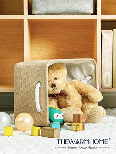 TheWarmHome Decorative Basket Rectangular Fabric Storage Bin Organizer Basket with Handles for Clothes Storage (Beige, Medium-1Pack,13.8L*9.8W*6.7H) - color: Beige, size: Medium -13.8Lx9.8Wx6.7H