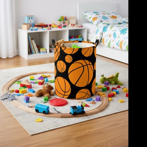Baby Laundry Basket Baby Nursery Hamper Kids Laundry Basket Toy Storage Bin for Boys Room Decor Gift Baskets for Bedroom Bathroom(Basketball) - color: Basketball