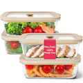 Non-Toxic 35 Oz (4.4 Cup) Glass Storage Containers with Lids – Plastic Free Meal Prep Containers for Lunch, Airtight Food Storage, Microwave and Freezer Safe, 4 Pack - Ziruma - size: 35 Oz