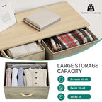 YITAHOME Wide Chest of Drawers, Dresser with 5 Drawers, Oak Greige Fabric Storage Tower, Dresser for Bedroom with 5 Drawers, Living Room, Closets - Sturdy Steel Frame, Wooden Top - color: Oak, style: 5-Drawer