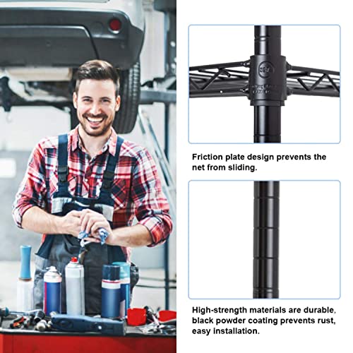 BestOffice | 6-Tier Wire Storage Shelves | 42x16x72 | Black | with Adjustable Racks | Heavy-Duty Metal Shelf, Holds Upto 1500 lbs | No-Tool Assembly | Ideal for Home & Garage Shelving - color: Black, size: 42"D x 16"W x 72"H