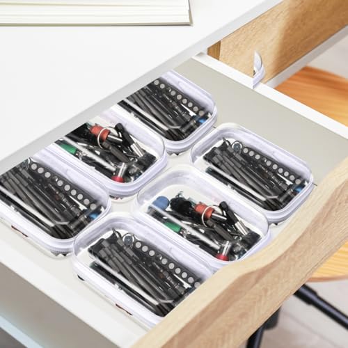 Sanwuta 6 Pcs Clear Hard Zipper Case Plastic Zipper Pouches Transparent Makeup Bag Pencil Case Pouches Toiletry Diaper Bag for Travel Toy Storage Organizer Bins(White,5 x 3 x 2 Inch) - color: White, size: 5 x 3 x 2 Inch