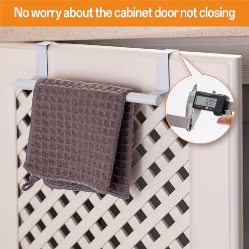 Cabinet Door Towel Holder, Over Cabinet Towel Bar, Stainless Steel Dish Towel Holder for Cabinet Door Kicthen Towel Rack, White 2 Pack - color: White