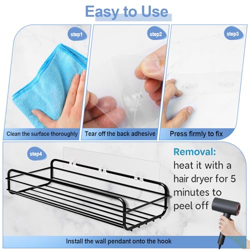 Shower Caddy Adhesive Replacement, Strong Shower Shelf Adhesive,2 Pack WaterProof Showers Adhesives Strip, Ad-hesive Hook for Showers, No Drilling for Bathroom Storage Shelve and Kitchen Rack - color: 2pcs Transparent