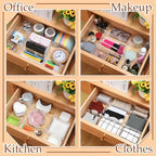 45 Pcs Adjustable Clear Drawer Dividers with Fixed Buckle DIY Plastic Drawer Organizer Box Dividers Back to School Gift for Sock Underwear Makeup Kitchen Bedroom Dresser Office Storage(Clear)