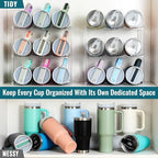 Design for Stanley 40 OZ & Large Bottles & Tumblers with Handle, Acrylic Water Bottle Organizer - Stackable Clear Wine Rack, Cup Holder for Home Kitchen Pantry Shelf Countertop Cabinet, 3 Tier Hold 9 - size: 3 Tier for 9