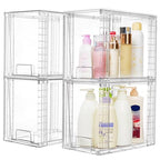 Vtopmart 4 Pack Clear Stackable Storage Drawers,9.7" High Plastic Organizers Bins for Skincare, Bathroom Supplies,Ideal for Cabinet,Undersink,Vanity,Kitchen,Pantry Organization - size: 4Pack 9.7"H