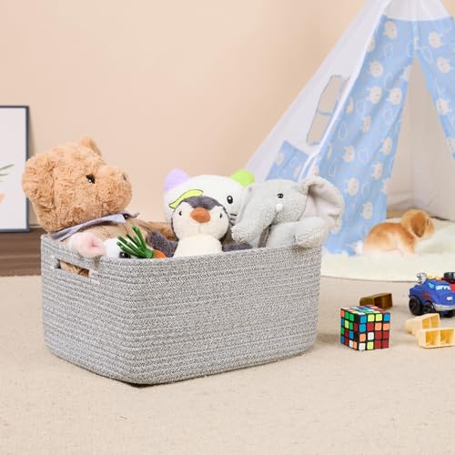 MiniArk Large Storage Baskets for Shelves, Closet Organizers Bins for Clothes Blanket Towels, Baby Nursery, Toy Baskets Box, Woven Rope Baskets, 17 x 13 x 7.5”, 2 Packs Mixed Grey - color: Mixed Grey, size: 2pcs-L17×W13×H7.5"