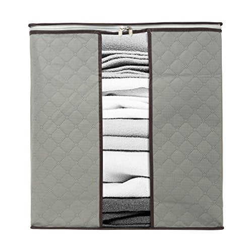 Szxc 2 Pack Foldable Erect Storage Bags Under Bed Closet Organizer 18 x 11 x 19 inch (L x W x H) - for Quilt Blanket Pillow Clothes Bedding - Clear Window & Handles - Easy to Fit 5 Throw Pillows - size: Erect, style: Set of 2