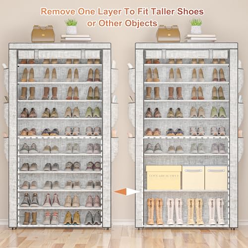 OYREL Shoe Rack 10Tier Large Capacity 50-56Pairs Beautiful Tall Shoe Shelf Free Standing Storage Cabinet Entryway Closet - size: 10Tier Multi