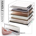 SANRUI Acrylic Desk File Organizer 5 Tier Letter Tray Paper Organizer with Handle for Office, Home, Classroom Clear Desk Organizer Document Holder - style: Enlarged File Tray 5 Tier