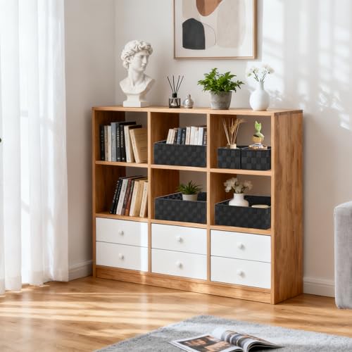 Posprica Small Baskets for Organizing(7 Set) Woven Storage for Shelves, Bathroom, Decorative Closet Organizer, Dresser Bins, Shelf - color: Black-7pcs