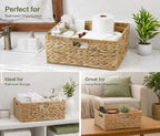 Jumbo Wicker Basket, Rectangular Wicker Baskets for Storage, Water Hyacinth Extra Large Storage Baskets, Shelf Basket with Built-in Handles-1 Pack - size: 16 ½"L x 13"W x 7 ½"H