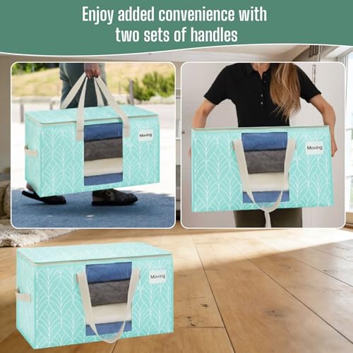 VENO 2 Pack Heavy Duty Moving Bags, Clothes and Comforter Storage Bags with Clear Window, College Dorm Essentials Packing Supplies, Foldable Boxes Alternative (Evergreen, 2 Pack) - color: Evergreen, size: 2 Pack