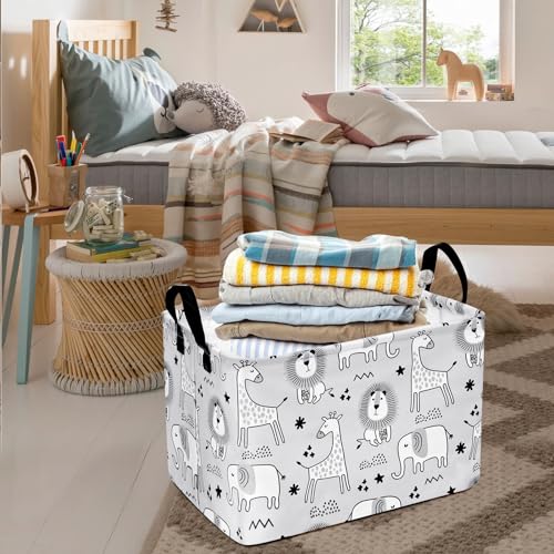 MAIZMZ Kids Storage Basket Baby Foldable Toys Organizer Bins Decorative Gifts Bakset Waterproof Nursery Hamper Women Storage Cube Kids Laundry Basket for Home/Dorm/Kitchen/Pet/Office/Closet/Shelf/ - color: grey zoo
