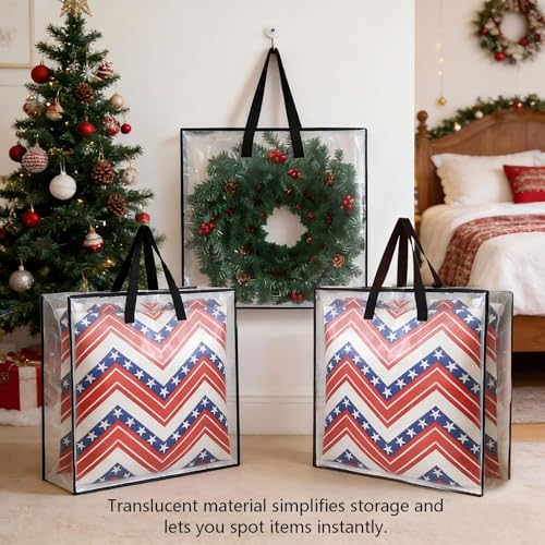 Heavy-Duty Clear Wreath Storage Bag & Sturdy Moving Box Alternative – 26 Inch Large Capacity Container with Zipper for Christmas Decorations, Seasonal Wreaths, Clothes, Bedding,Gift (4-Pack) - color: SClear, size: 4 Pack