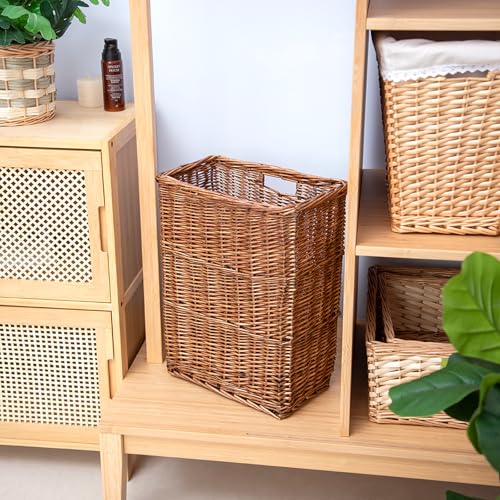 Storage Basket, 20L Slim Wicker Laundry Basket for Bedroom, Bathroom - Brown
