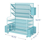 Simple Trending 7 Tier Desk File Organizer, Letter Tray Paper Organizer with Pen Holder and Metal Hanging Basket, Blue - color: Pen Holder Blue
