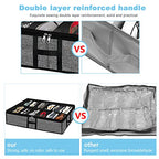 Under Bed Shoe Organizer Storage for Closet 2 Pack- Fits 24 Pairs Underbed Shoes Container Boxes with H Shap Sturdy Handles and Clear Window,Foldable Shoe Rack Holder,Black - color: Black-24pairs, style: H-Handle