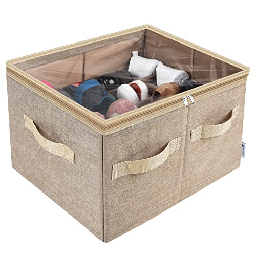 Moteph Shoe Organizer for Closet - Shoe Storage Organizer for Closet Organization with Clear Cover & Adjustable Dividers, Shoe Rack & Basket - (Light Brown, Medium - 16 Pairs) - color: Light Brown, size: Medium - 16 Pairs