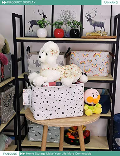 FANKANG Storage Basket,Nursery Hamper Canvas Laundry Basket Foldable with Waterproof PE Coating Storage, Office, Bedroom, Clothes,Toys (Rec-Star) - color: FK-Rec-Star