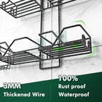 Sewulidon Stainless Steel Hanging Shower Caddy for Handheld Shower Heads,Adjustable Height Extra Long Bathroom Shower Organizer Hanger Rack with Hooks,Soap Holder - color: Black