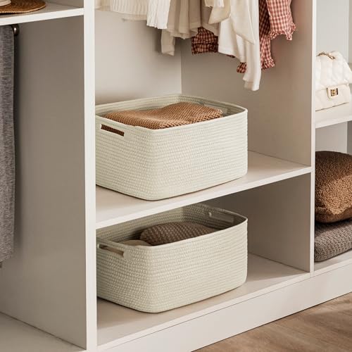 UBBCARE 2 Pack Storage Baskets for Shelves, Large Woven Storage Baskets, Dog Toy Bins, Baskets for Organizing Clothes, Towels, Books, Blanket, 17"L x 13"W x 7.5"H, Beige - color: Beige, size: 2 Pack-17"(L)×13"(W)x7.5"(H)