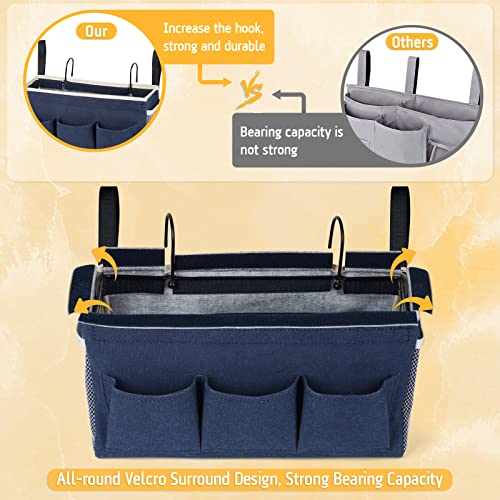 Lilithye Bedside Caddy Bedside Organizer Bedside Storage Caddy with Fixed Straps and Water Bottle Holder for Home College Dorm Bunk Bed Hospital Bed Crib Bed Rails (2pcs Navy Blue) - color: 2pcs Navy Blue