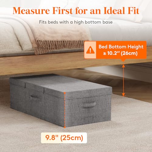 Lifewit 80L Under Bed Storage Containers, 9.8 Inch Tall Underbed Clothes Storage Organizer Bin with Sturdy Sidewalls, Bottom, 3 Lids, Deep Storage Drawer for Clothes, Shoes, Blankets, Pillows 2 Pack - size: 80L