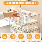 3 Pack Stackable Makeup Organizer, 12.1''L Acrylic Bathroom Organizer and Storage Undersink Drawer, Cosmetics and Beauty Supplies,Clear Plastic Storage Bins for Vanity,Pantry,Desk,Cabinet,Kitchen - style: 3pack Wide