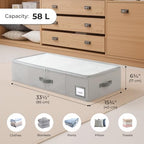 Cupic Cupid Under Bed Storage Containers, Foldable Organizer with Lid for Bedroom, Underbed Storage Box for Blankets, Clothes, Shoes, 2 Pack, Grey - size: 33½"L x 15¾"W x 6¾"H