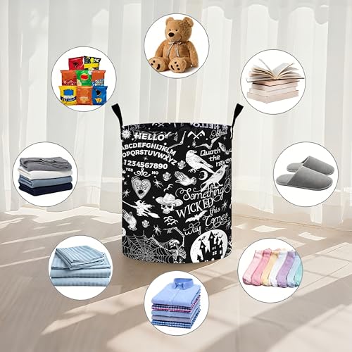 Halloween Black Laundry Basket Foldable Oxford Cloth Tote Bag Laundry Hamper Clothes Storage Bucket Organizer For Bathroom/Laundry Storage/Bedroom 19.6x15.7 Inch - color: Halloween Crow