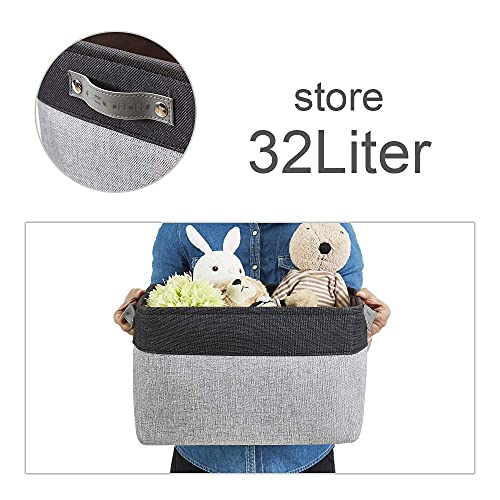 DECOMOMO Storage Bins, Extra Large Fabric Storage Baskets for Shelves, Decorative Linen Closet Organizer, 15.8 x 12.5 x 10 inches (Grey & Black, 3 Pack) - color: Grey and Black, size: Extra Large/3P