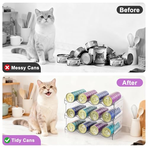 Cat Food Can Organizer, Can Organizer for Pantry, Transparent Cat Food Storage Container Holds 72 (3.5oz) Cans, Canned Food Organizer and Storage for Countertop Kitchen Cabinet (4 Tier-3 Layer) - color: 4 Tier-3 Layer
