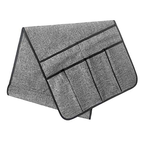 Sofa Armrest Storage Bag, Armchair Side Caddy Hanging Pouch Organizer, 14-Pocket Waterproof Durable Storage Bag, Suitable for Tablets, Phones, Books, Magazine, TV Remote Control (1#Gray) - color: 1#Gray