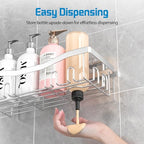 Youvip Adhesive Shower Caddy, No Drilling Bath Organizers 5 Pack, Rustproof Shelves with Soap Holder & Toothbrush Holder, Bathroom Organizers and Storage, Silver - color: Silver