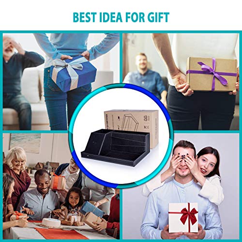 Valet Tray, Built in Wireless Charging Pad, Nightstand Organizer, Dresser Organizer, Mens Jewelry Box, Valet Charging Station, Faux Leather Valet Tray for Men and Women (Black+Wireless) - color: Black