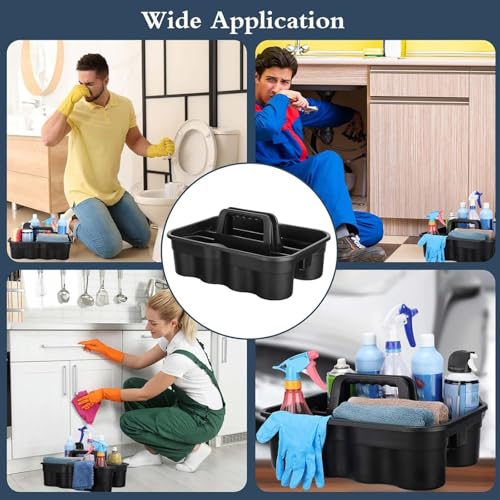 Wesiti 6 Pcs Cleaning Caddy with Handle Large Plastic Housekeeping Shower Basket Cleaning Supplies Organizer for Spray Bottles Brush Home Bathroom Office(Black) - color: Black