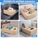 BBTO Pontoon Cup Holder, Boat Seat Cup Holder Sofa Organizer with Side Pockets Anti-Slip PU Leather Portable Three Drink Beverage Holders for Pontoon Boat Sofa Rv Couch Car Back Seat