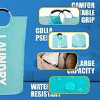 Caroeas 100L Laundry Basket,Large Laundry Hamper, Laundry Bag with Padded Handles, Clothes Hamper Stands Up Well, Collapsible Free Standing Easy Storage Washing Bin (Light Blue,100L) - color: Light Blue, size: 100L