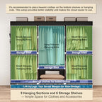 MOGELAFOO 83" Closet Wardrobe, Portable Closet for Bedroom, Freestanding Clothes Rack with Non-Woven Fabric Cover, 5 Hanging Rods, 6 Storage Shelves, Clothes Storage Organizer, Black